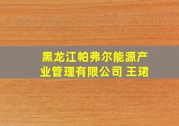 黑龙江帕弗尔能源产业管理有限公司 王珺